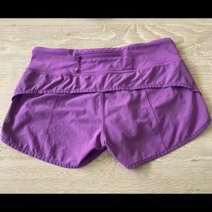 lululemon lavender low rise workout shorts